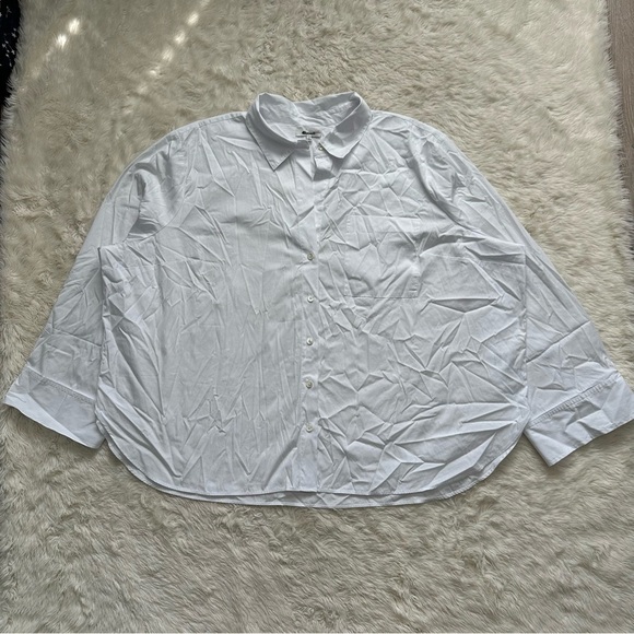 Madewell Top Plus Easy Y-Neck Button-Up Shirt Cotton Eyelet White 3X NWT New - Picture 4 of 12